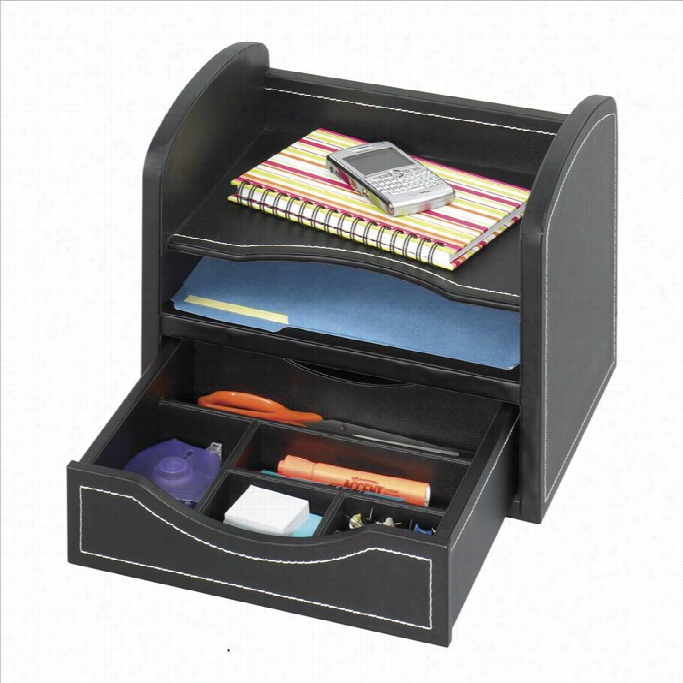 Safco Leather Turn The Thoughts De Sk/drawer Organizer In Black