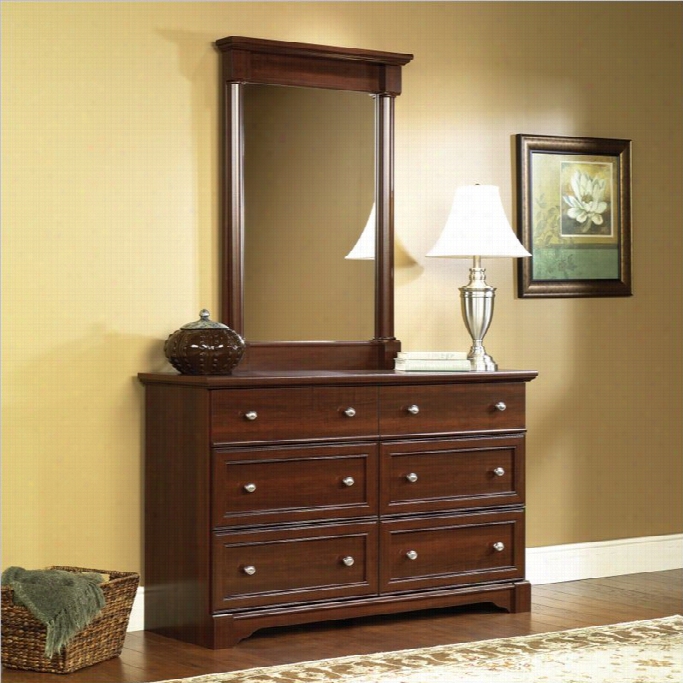 Saudre Palladia Six Drawer Dresser And Mirror Set In Select Cherry Finish