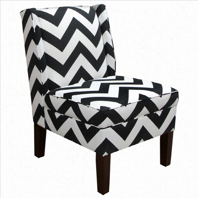 Skyline Furniture Cotton  Slippe R Wingback Chair In Black Geometric Pattern