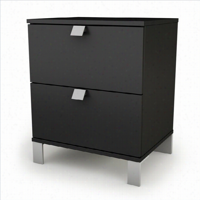 South Shore Affinato Nightstand In Solid Black Finish