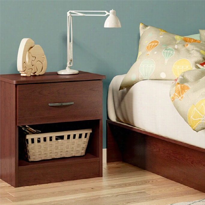 South Shore Libra 1 Drawer Forest Nightstand In Royal Cherry