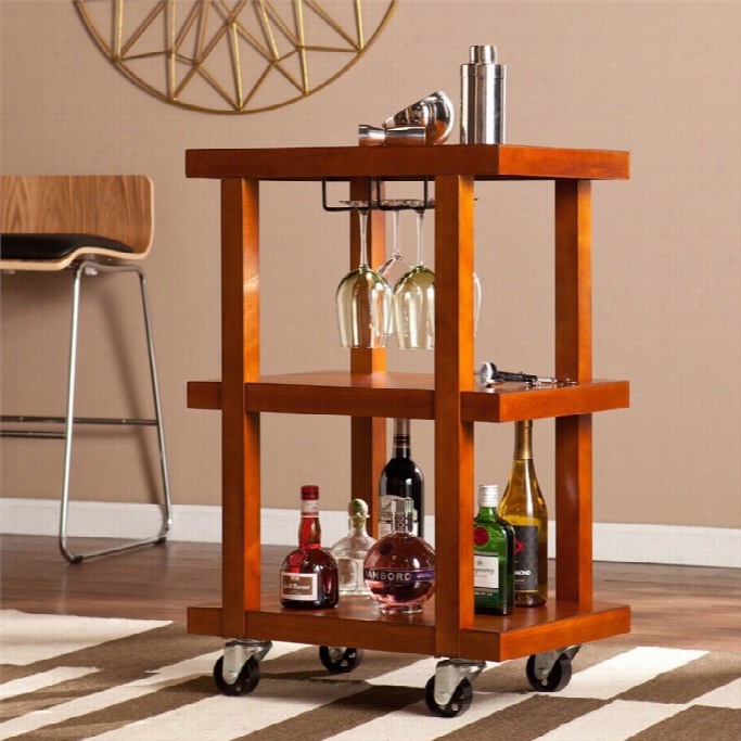 Southern Enterprises Covina Chic Bar Cart In Warm Mahogany