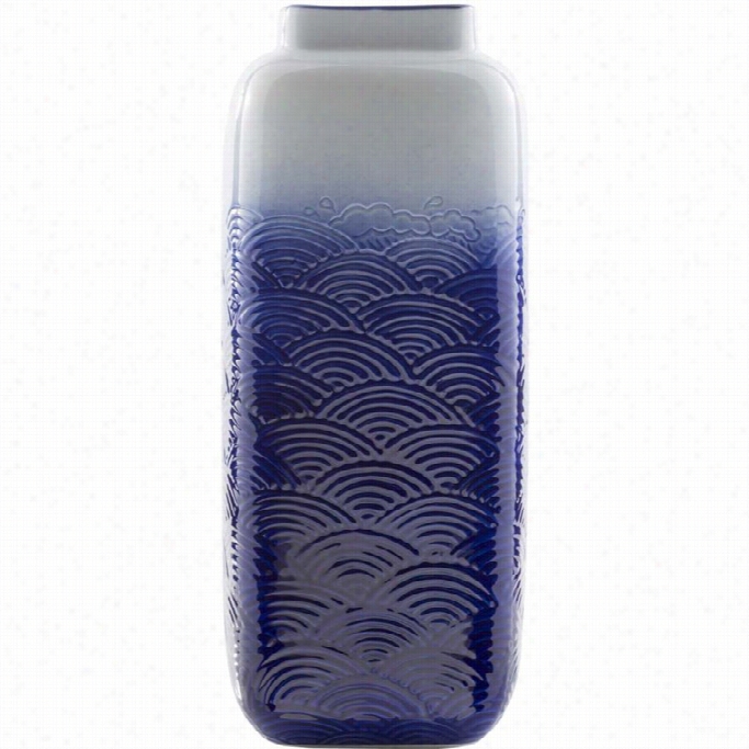 Surya Azul 11.81 X 4. 72 Ceramic Vase In Glossy Blur And White