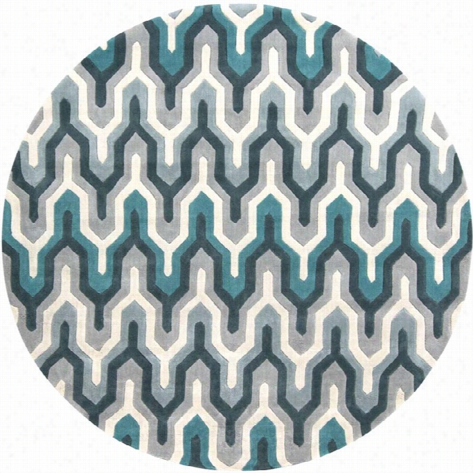 Surya Cosmopolitan 8' X 8' Round Hand Tufted Rug In Blue And Gra