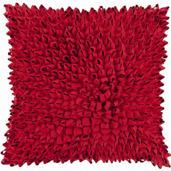 Surya Dahlia Low Fill 20 Square Pillow In Cherry