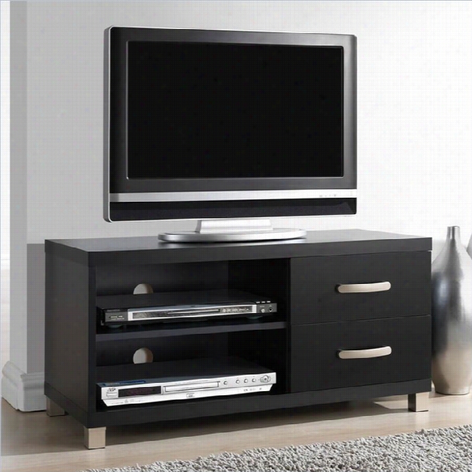 Techni Mobili 36 Tv Stand In Black With 2 Drawers