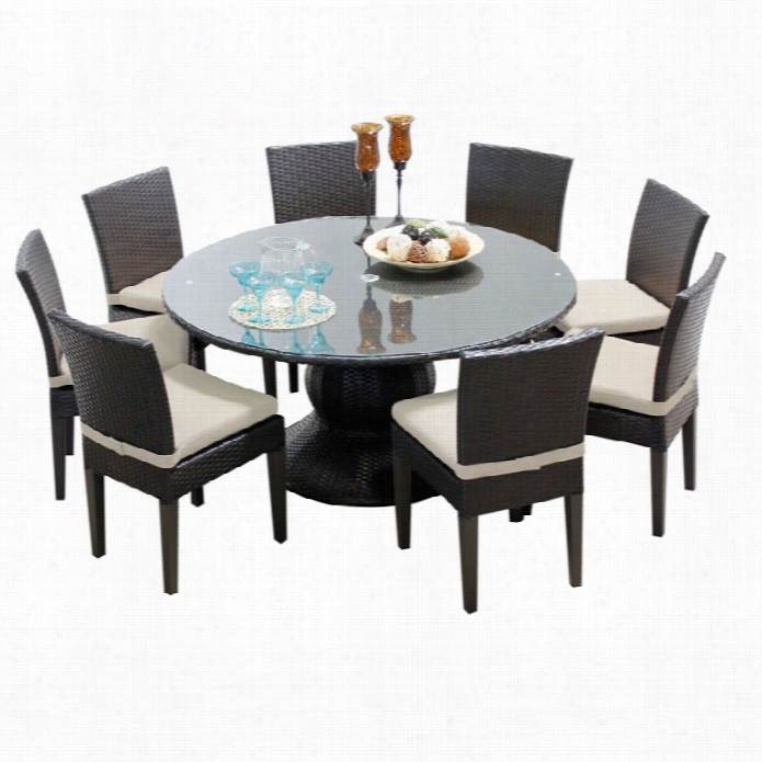 Tkc Napa 60 9 Piece Wicker Patio Dining Set In Beige