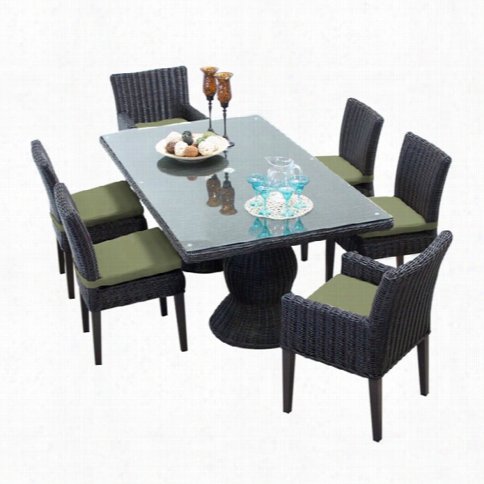 Tkc  Venice 7 Pirce Wicker Patio Dinin Set In Cilantro