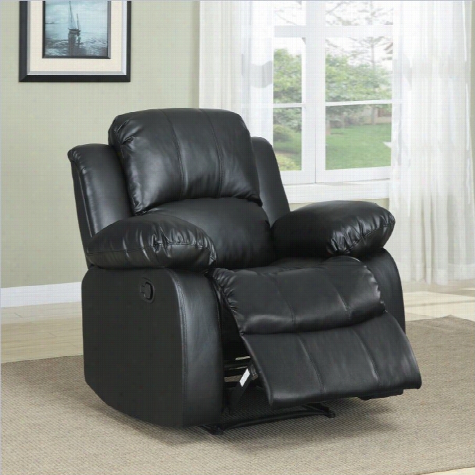 Trent Home Cranley  Leather Match Recline R Chair In Black