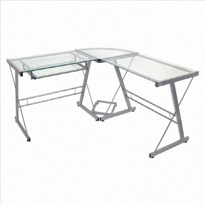 Walker Edison L Shaped Glass Top Computer Desk In White