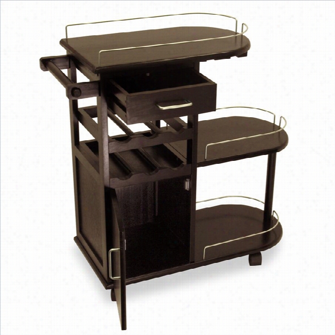 Winso Entretainment Cart In Espresso Beechwood