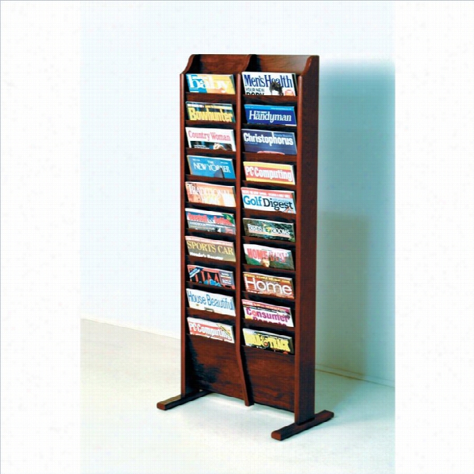 Wooden Malle 20 Pocket Magazine Rack Iin Mahogany