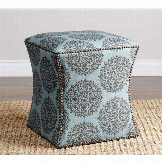 Abbyson Living Elliot Nailhead Trim Ottoman In Floral Tal