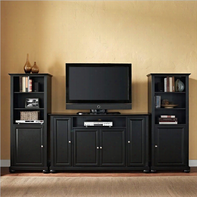 Alexandria 60 Tv Stand And Two 60 Audio Piers In Black