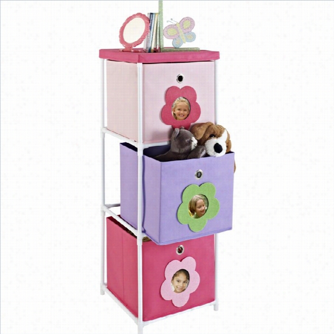 Altra Furniture Kids 3-in Storage Unit In Pink With Flower Theme