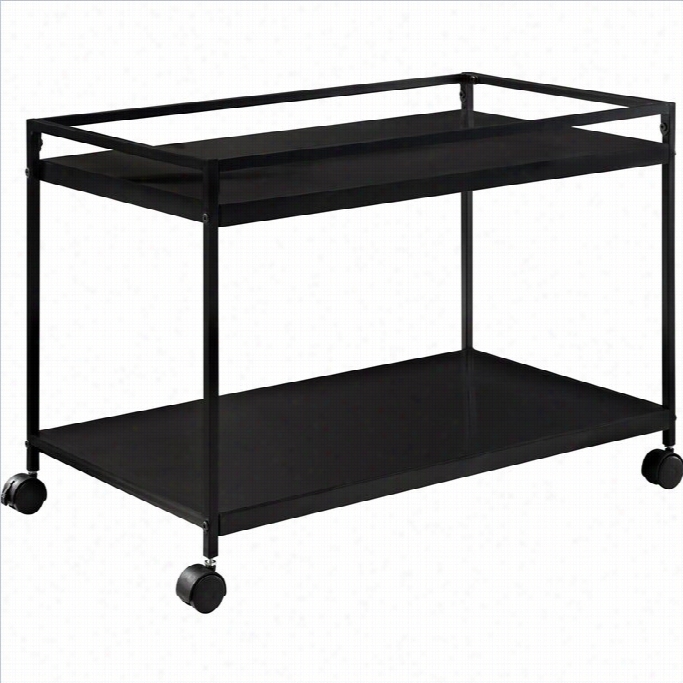 Altra Furniture Marshall 2 Shelf Rolling Coffee Table Cart In Black