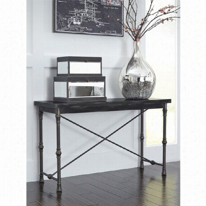 Ashley Ballor Metal Console Table In Pewtwr