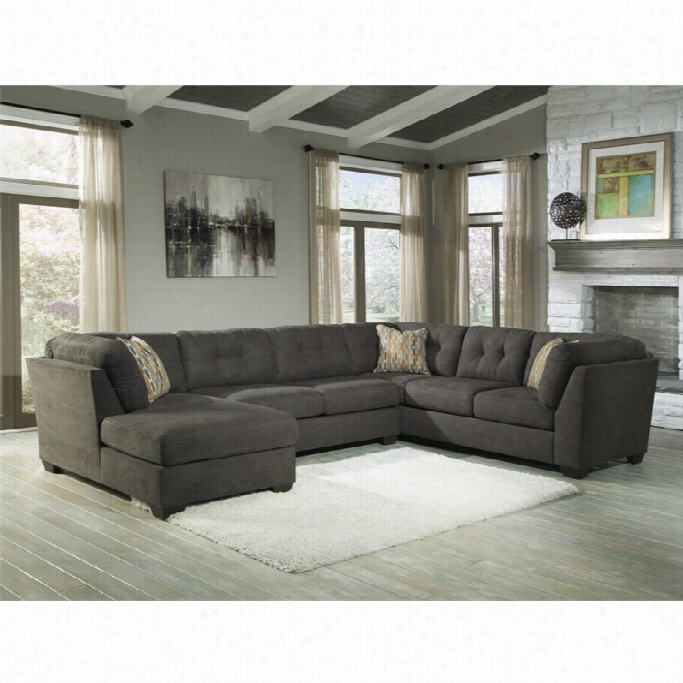 Ashley Furniture Delta City 3 Piece Right Facing Ectional In Steel