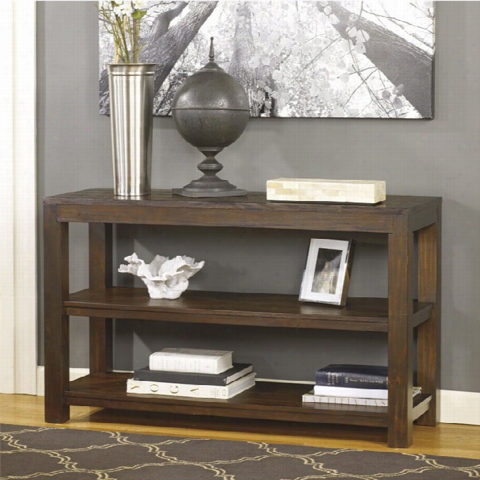 Ashley Rinlyn Sofa Table In Rustix Brown