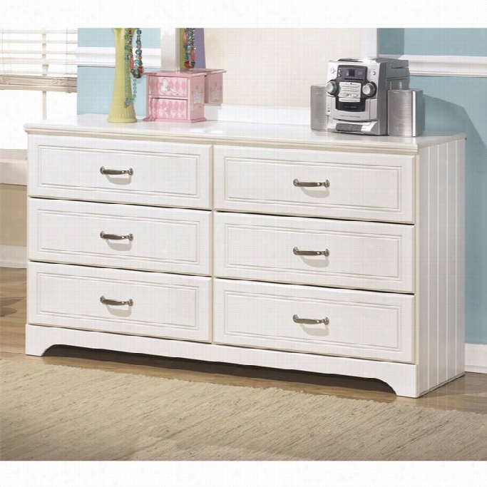 Ash Ley Lulu 6 Drawer Wood Doublle Dresser In White