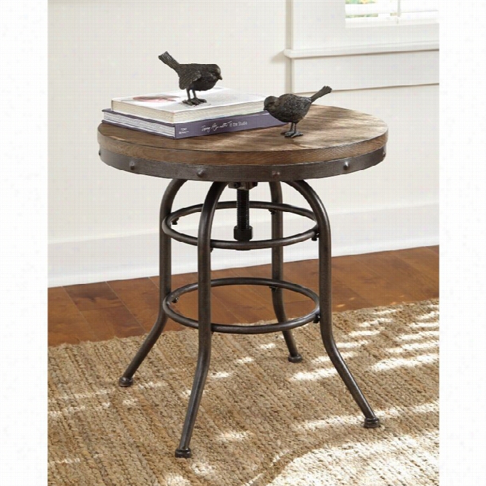 Ashley Vennilux Rou Nd End Table In Grayish Bdown