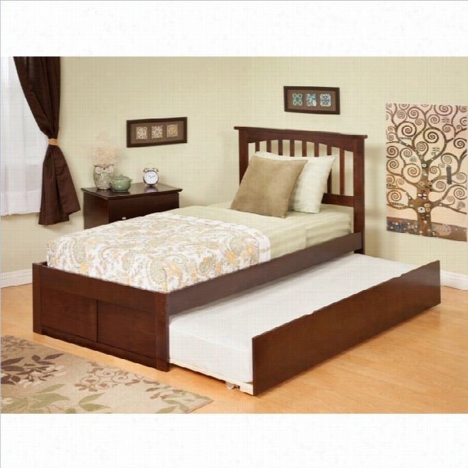 Atlanttic Furniture Mission Bed With Urban Trundle In Antique Walnut-twin