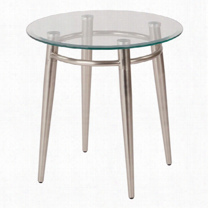 Avenue Six Brooklyn Tempered Glass Round Top End Talbe In White