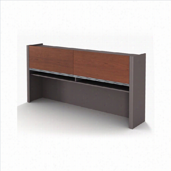 Bestar Connexion Office Credenza Hutch In Bordeaux And Slate