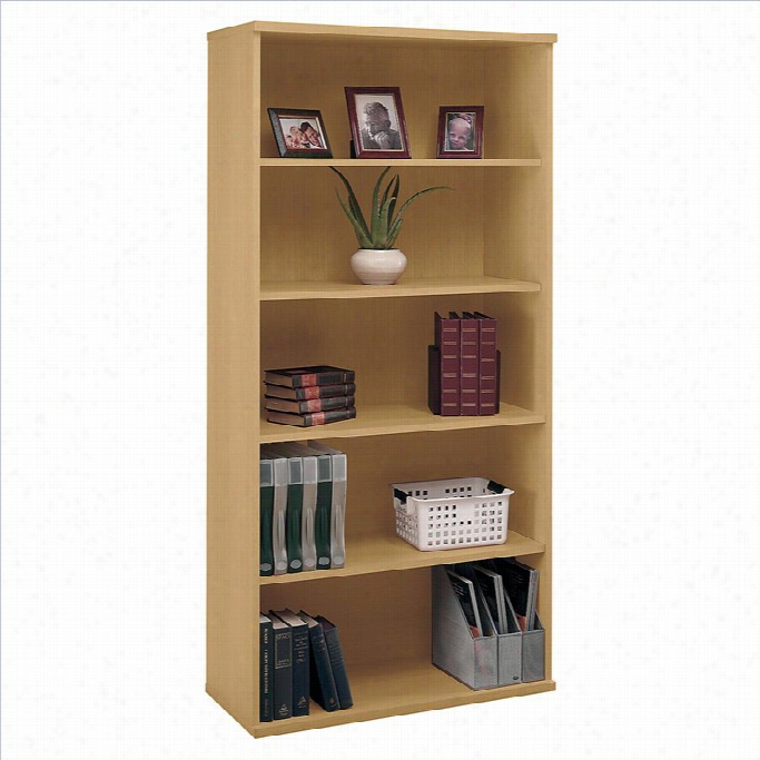 Bush Bbf Seriesc 36w 5-shelf Bookcase In Light Oak