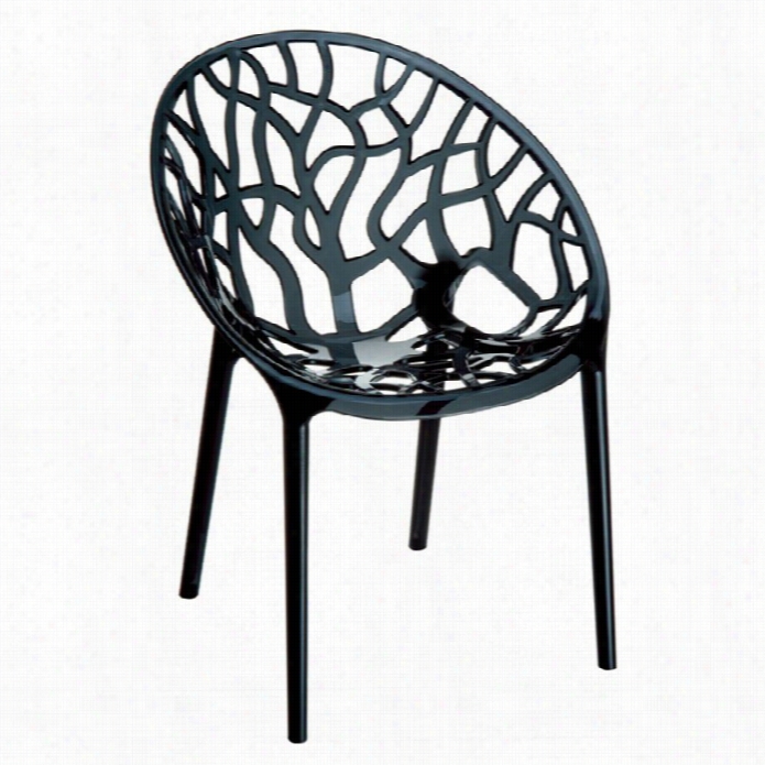 Compamia Crystal Polycarbonate Modern Dining Chair In Transparent Black