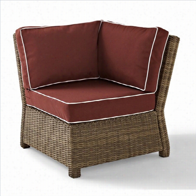 Crosley Furniture Bradenton Outdoor Wicker Sectional Corner Chair With Sangria Cushions