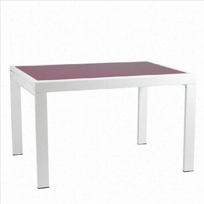 Eurostyle Duo Rectangular Extension Dining Table In  White And Red Glass