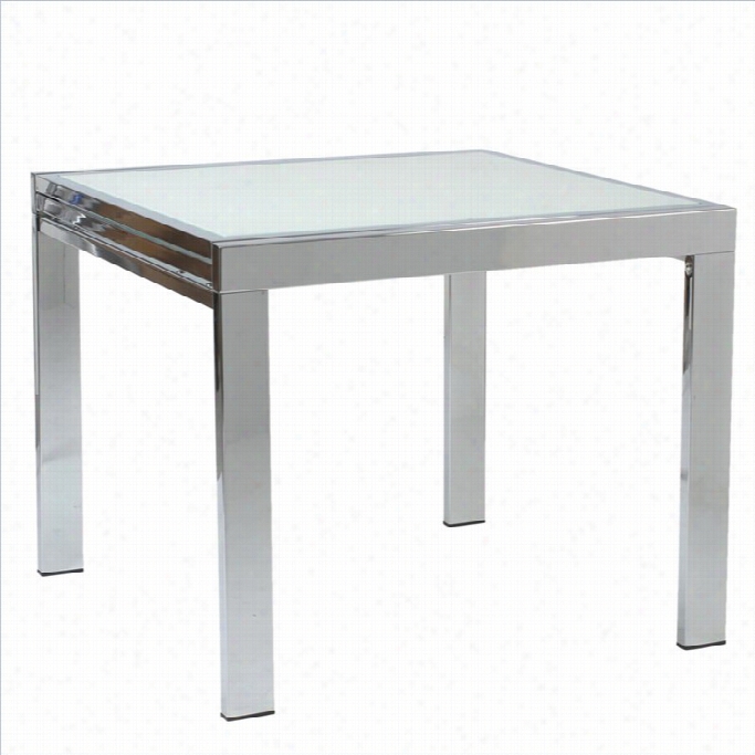 Eurostyle Duo Square/rectangular Extension Dining Table Ni Chrome And Frosted Glass