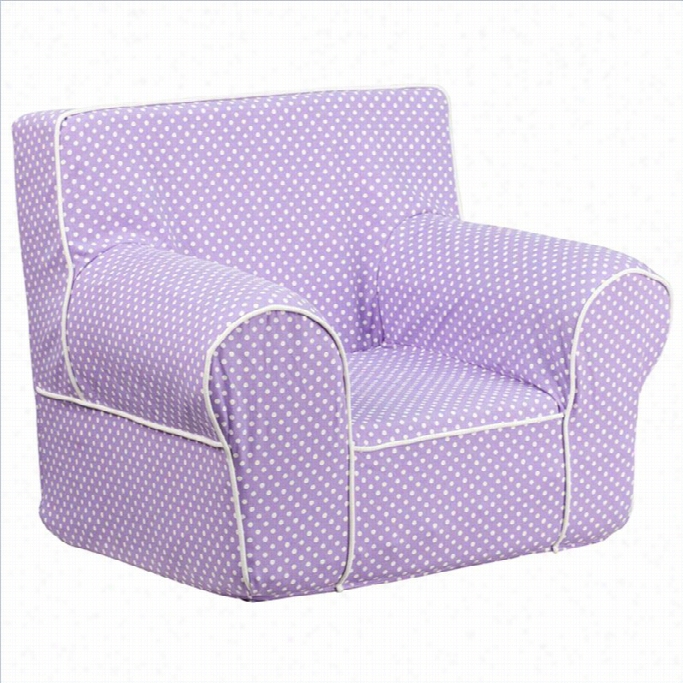 Flash Furniture Dotted Small Kids Chair In Lavender With Whiet Piping