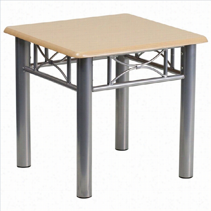 Flash Furniture Laminatee Nd Table With Silver Steel Frame In Natural