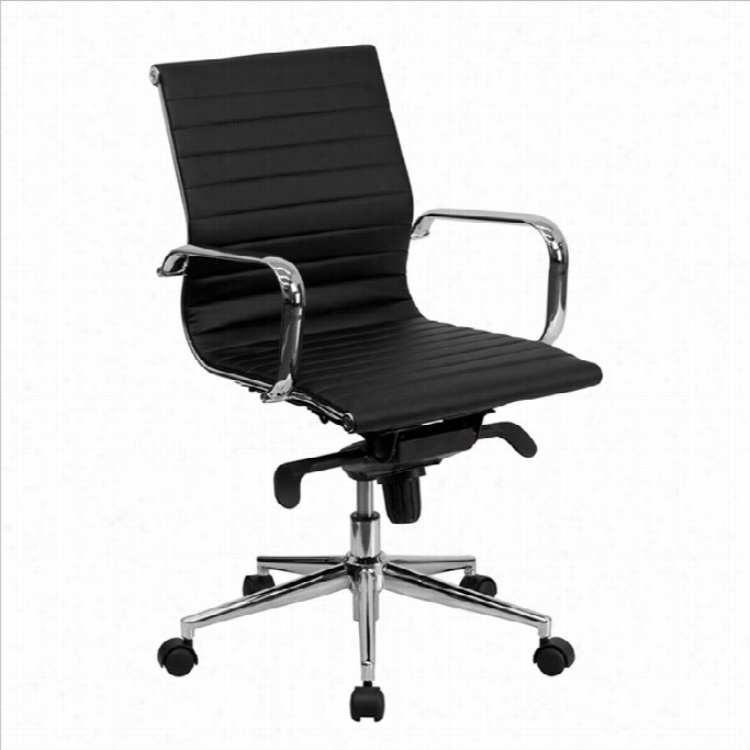 Flash Furniture Mid-back Ri Bbed Leeather Confdrence Office Chair In Black