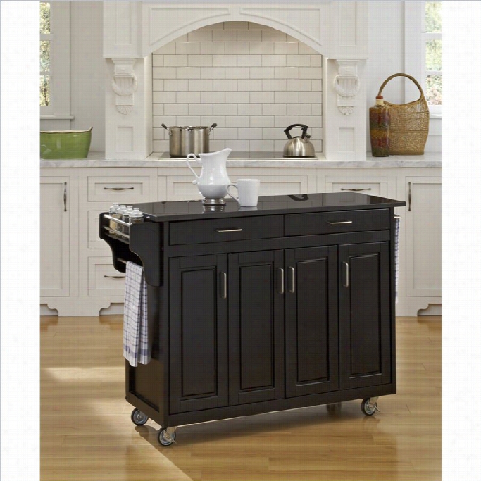 Home  Styles Create-a-cart 49 Inch Black Granite Top Kitchen Cart In Black