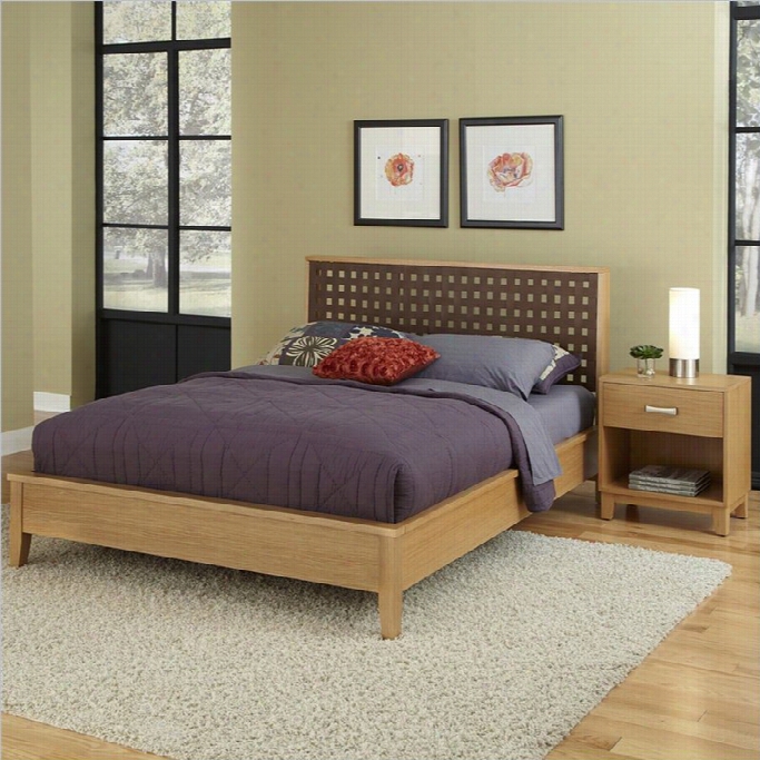 Home Styles Rave Bed With Night Stand In Highlighted Blonde--queen