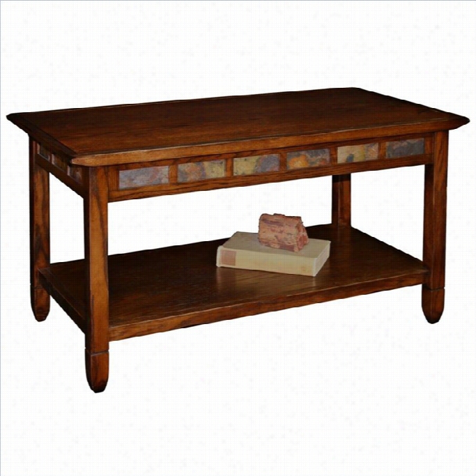 Leick Furniture Rustic Slate Rectangular Coffee Table In Swain Oak