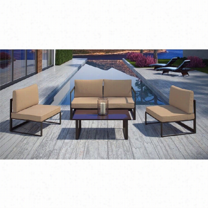 Modway Fortuna 5 Piece Outdoor Soffa Set In  Brown And Mocha