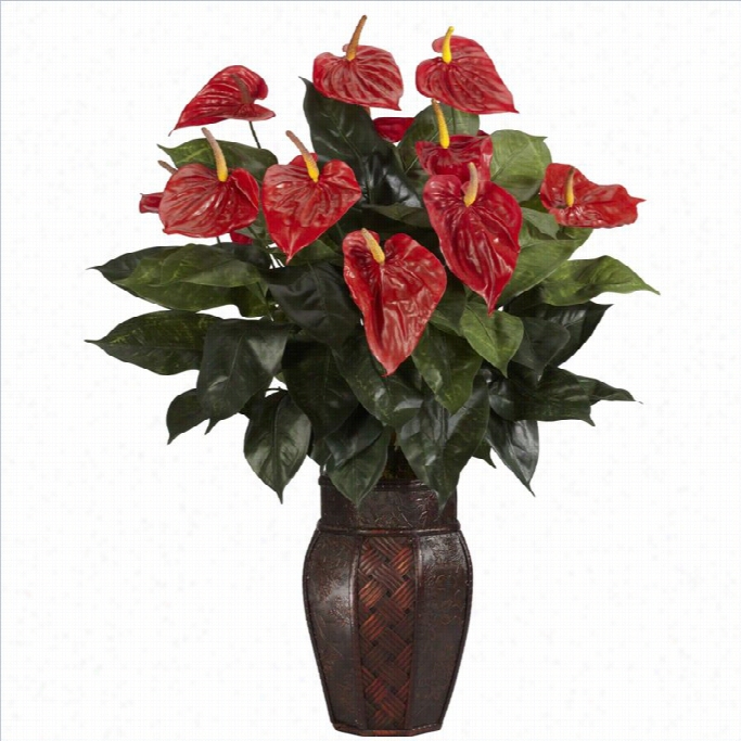 Nearly Natural Anthurium With Vase Silk Pl Ant