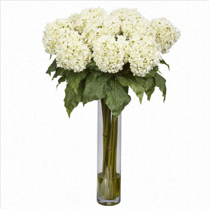 Nearly Natural Hydrangea Silk Flower Adjustment In White
