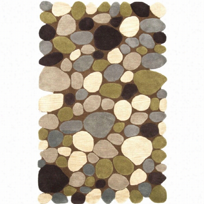 Nuolom  3' 6 X 5' 6 Hand Tufted Pebbles Rug In Brown