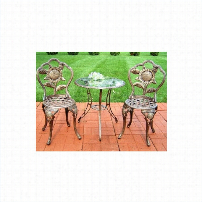 Oakland Living Sunflower Manner Aluminum  Piece Bistro Set In Antique Bronze