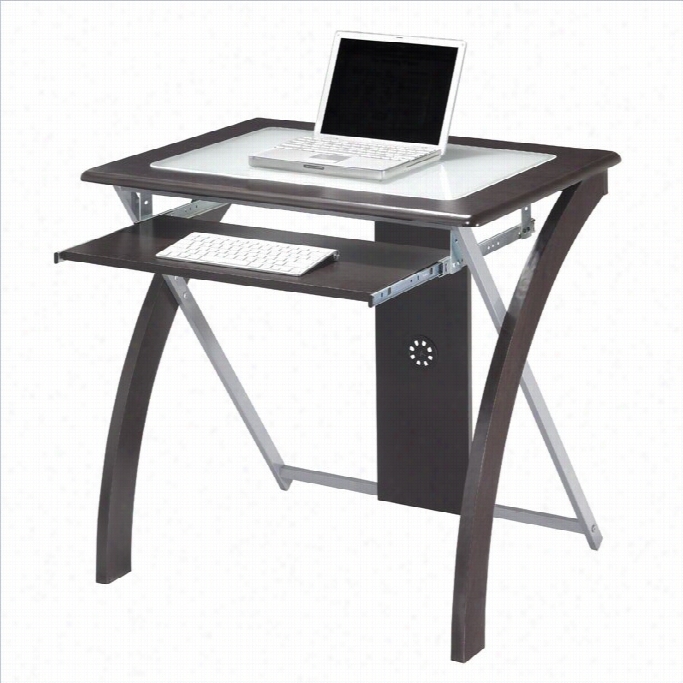 Office Star X-text Compuer  Desk In Espresso W/ Silver Accents