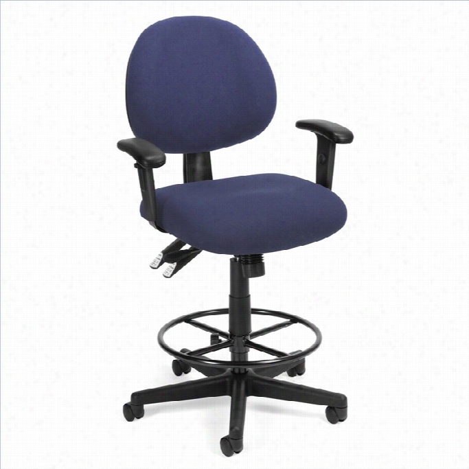 Ofm 24-hour Task Dratfing Chair With Arms And Drafting Kit In Blue