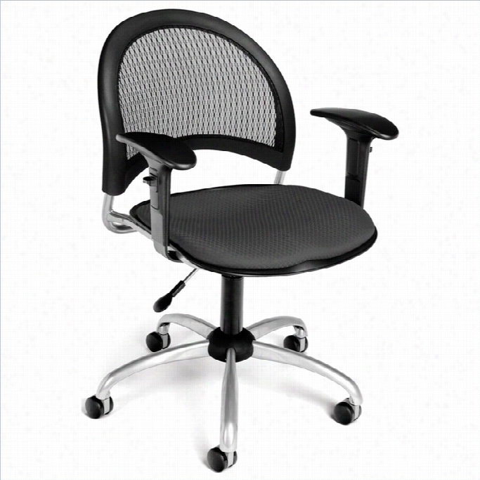 Ofm Moon Swivel Office Chair With Arms In Slate Gray