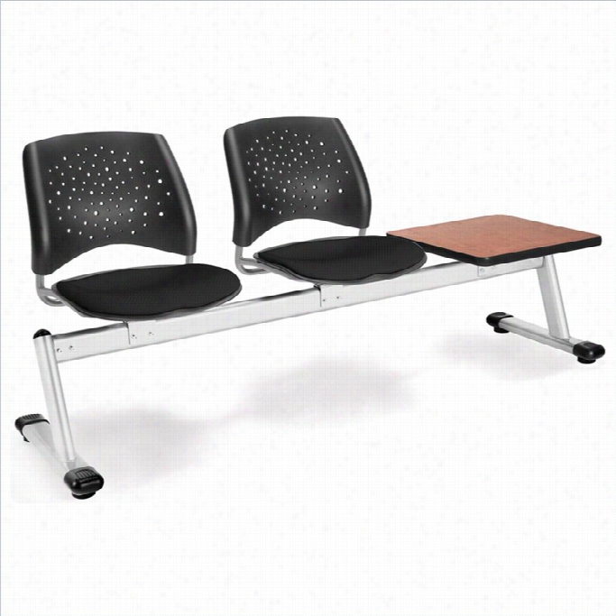 Ofm Star Beam Seating With2 Seats And Tabpe In Black And Cherry