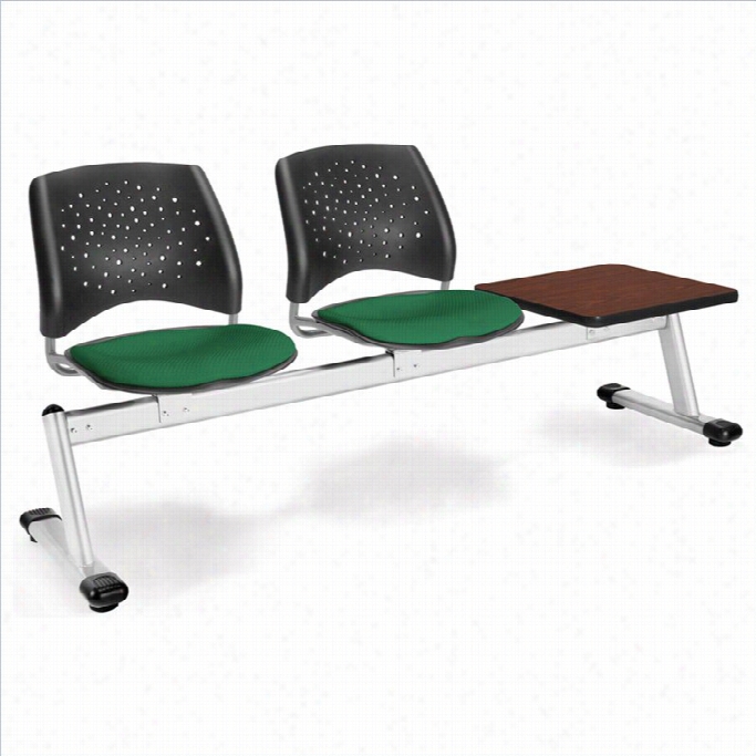 Ofm Star Beeam Seating With 2 Seats And Table In Forrest Green And Mahogany