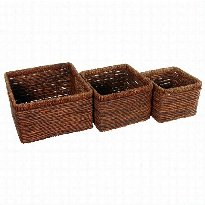 Oriental Furniture Ihgh Basket Tray In Natural (set Of 3)